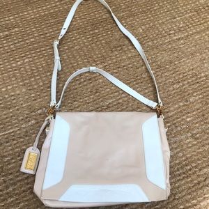 Badgley Mischka Satchel Bag in Nude and white